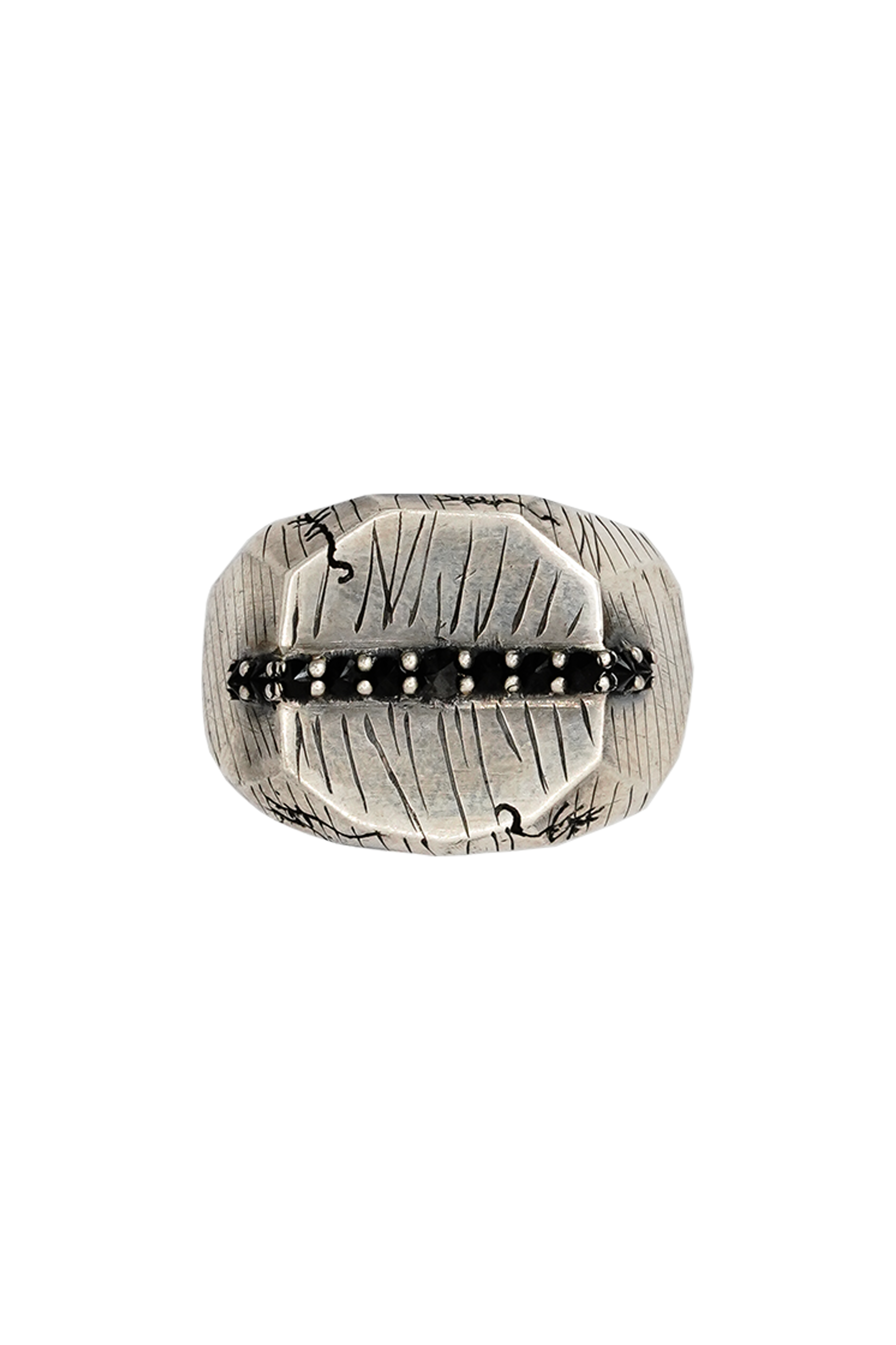 Unisex Ring Silver with Black Diamond